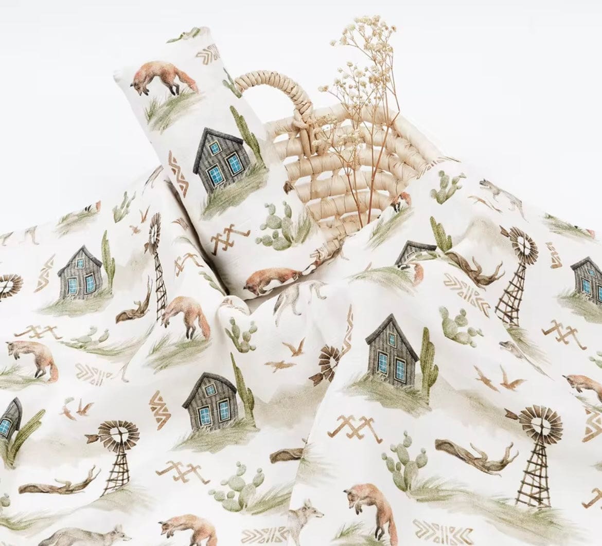 Country Foxes Bamboo Cotton Swaddle