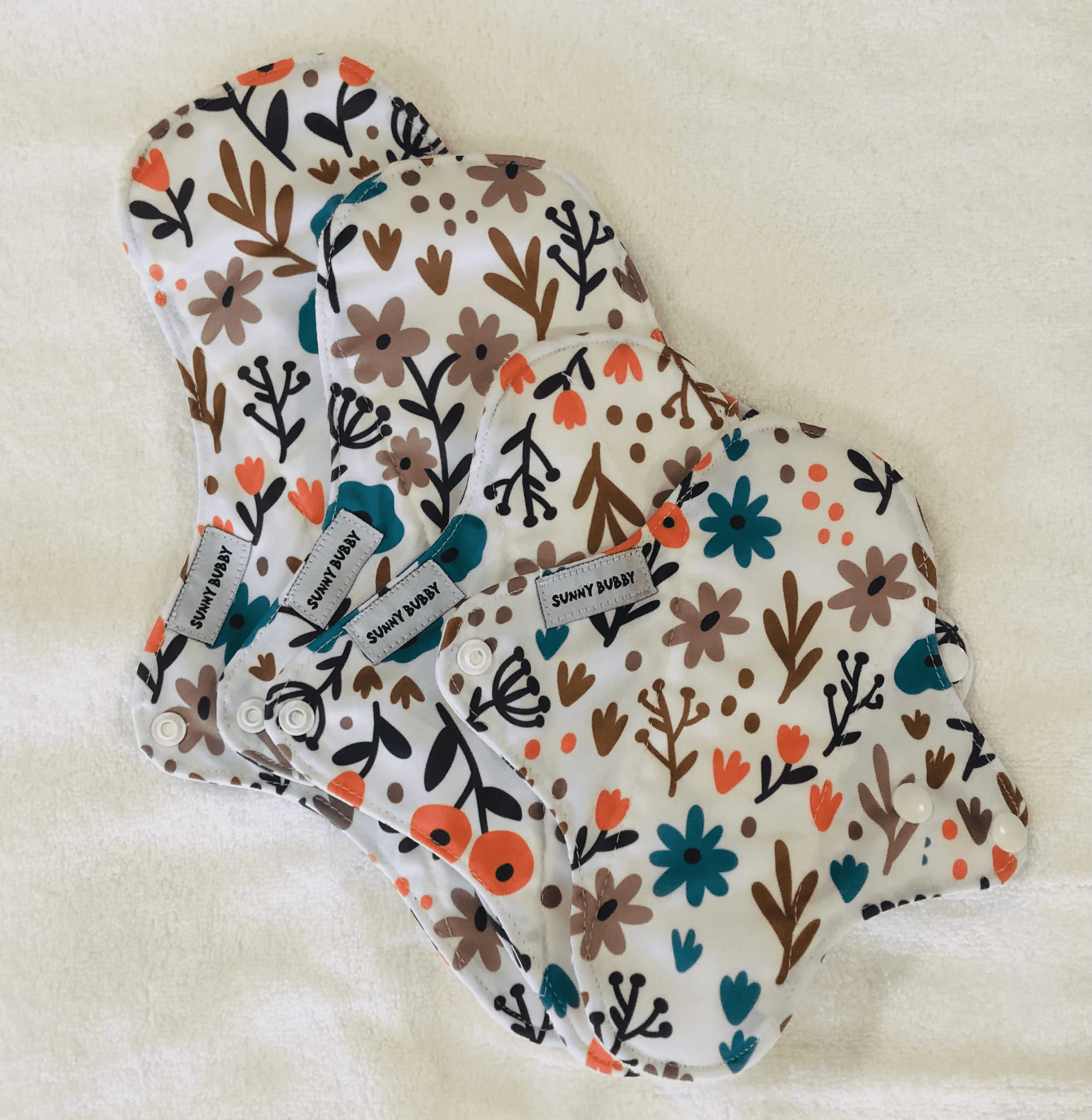 Colourful Flowers Reusable Bamboo Cotton Cloth Pads - Image 12