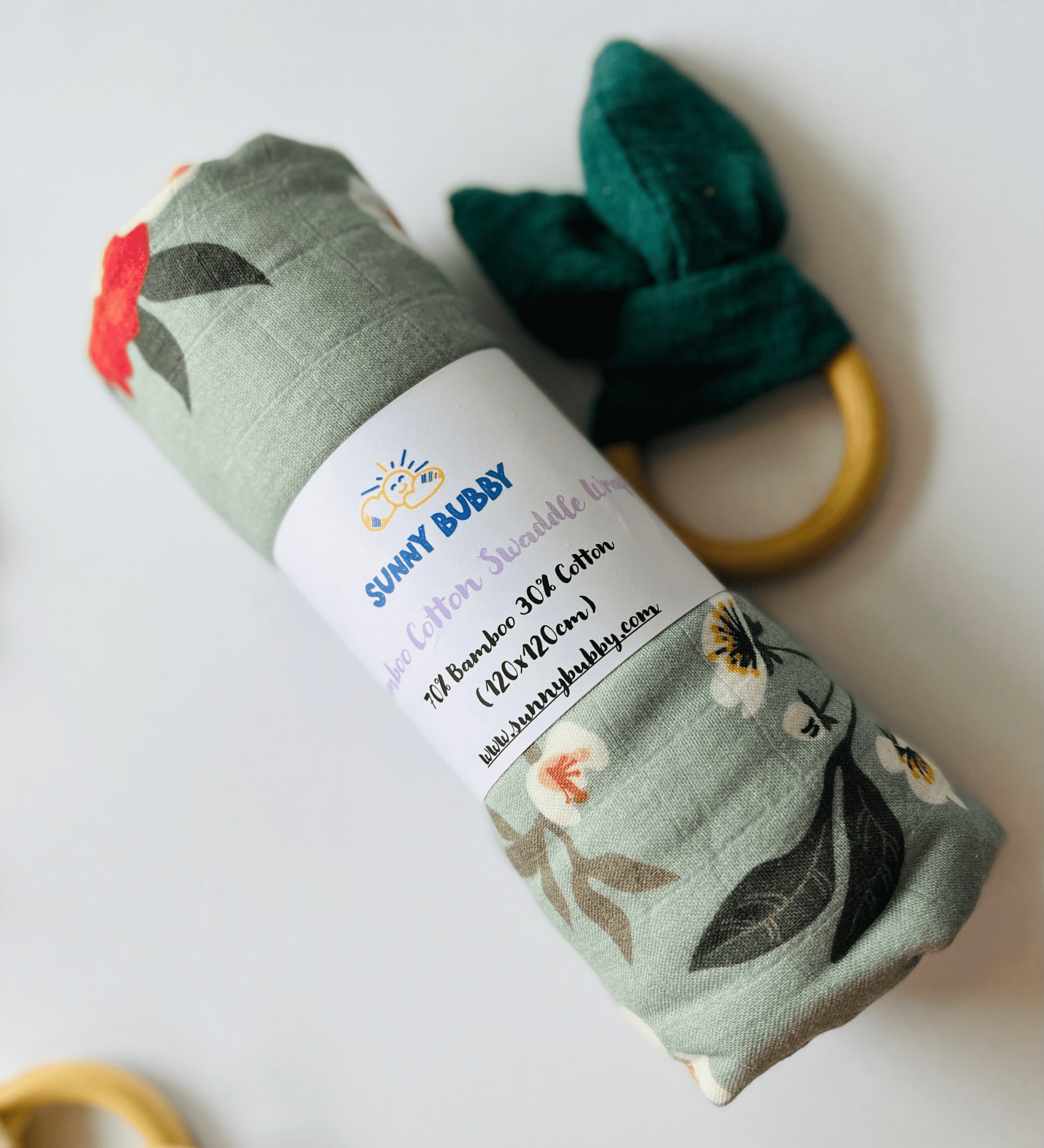 Poppies Bamboo Cotton Swaddle - Image 4