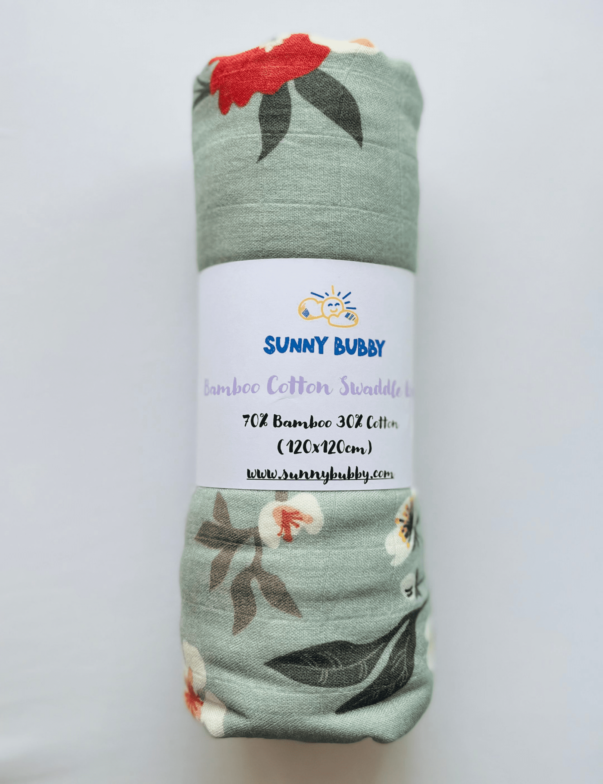 Poppies Bamboo Cotton Swaddle - Image 5