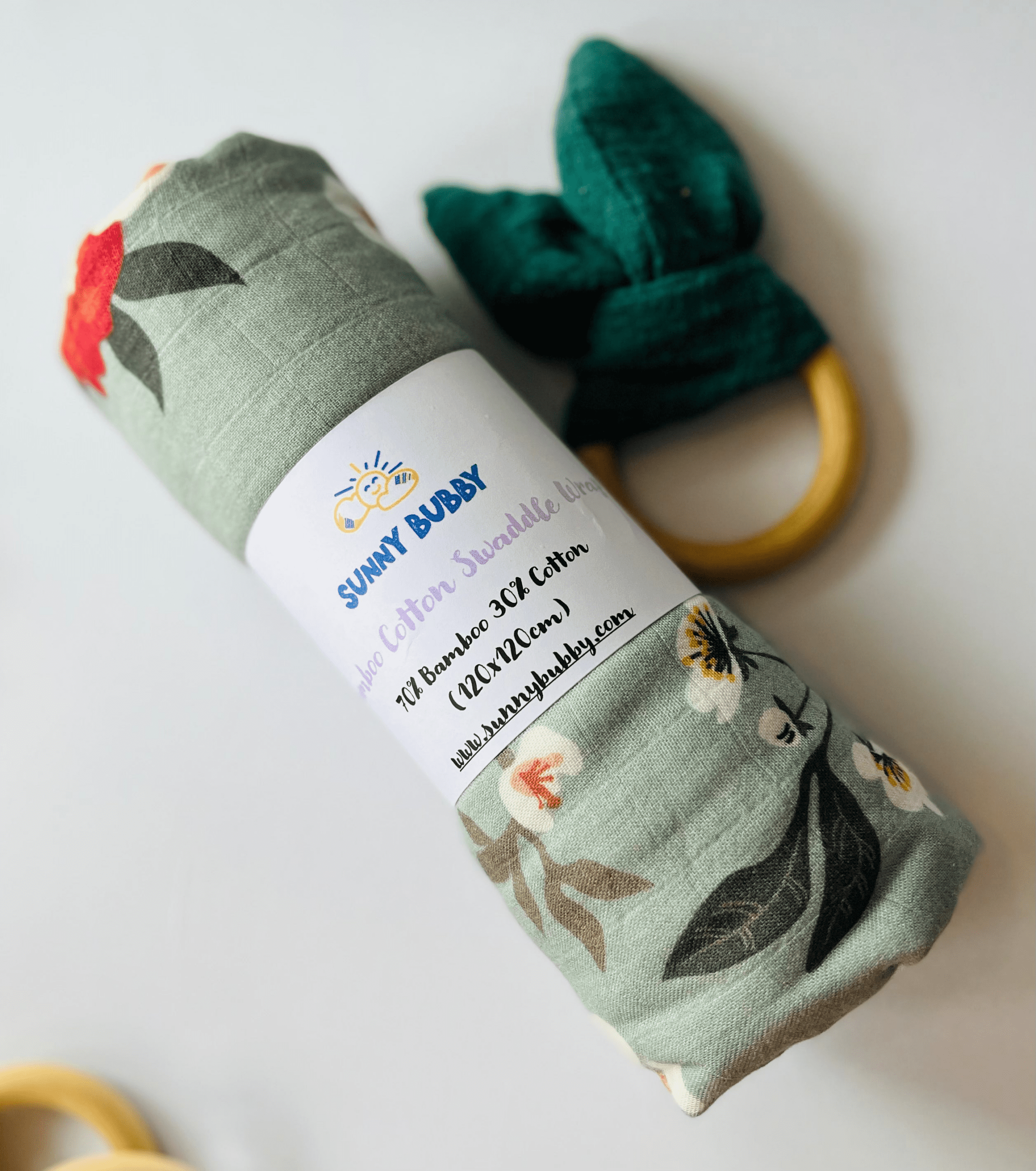 Poppies Bamboo Cotton Swaddle - Image 6