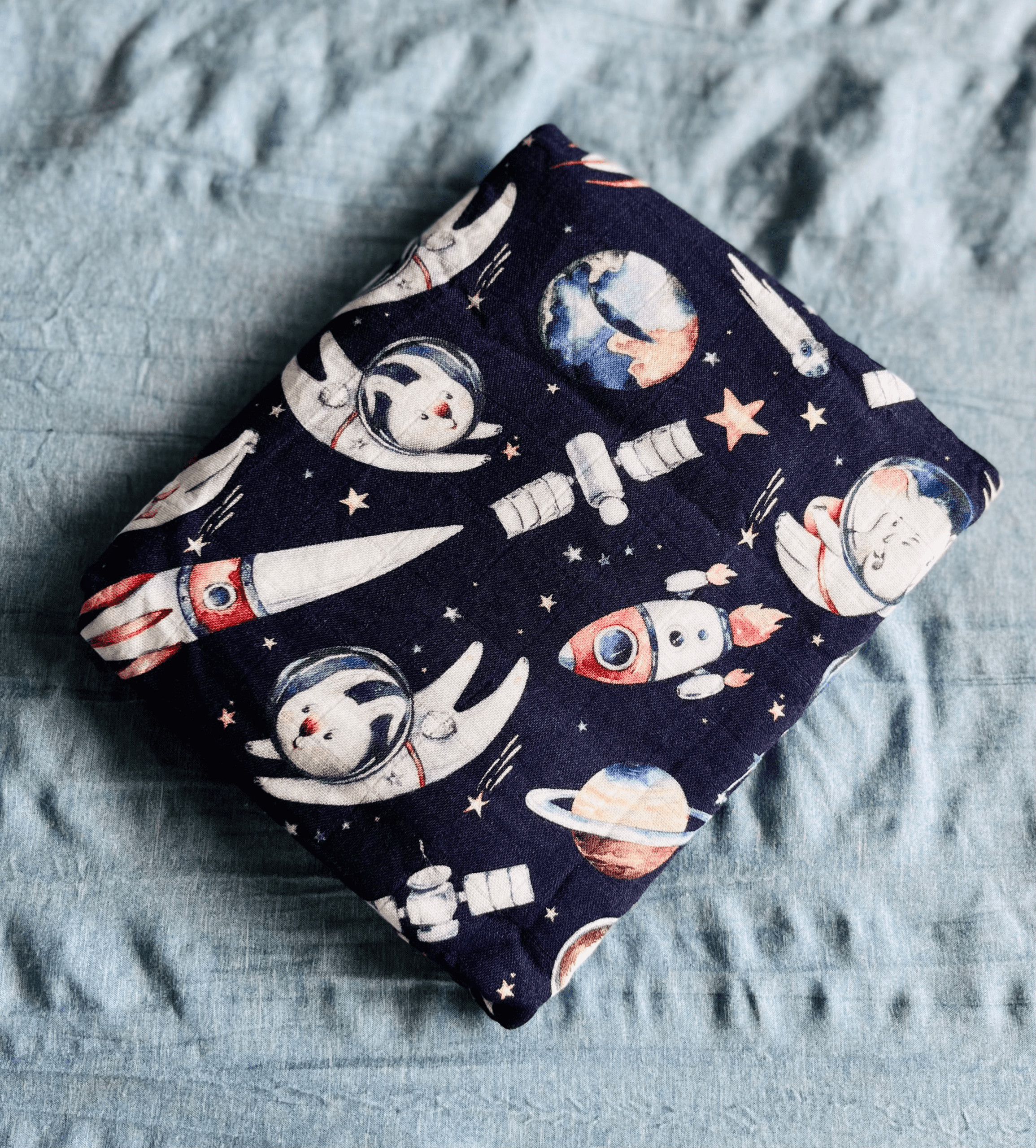 Space Animals Bamboo Cotton Swaddle - Image 3