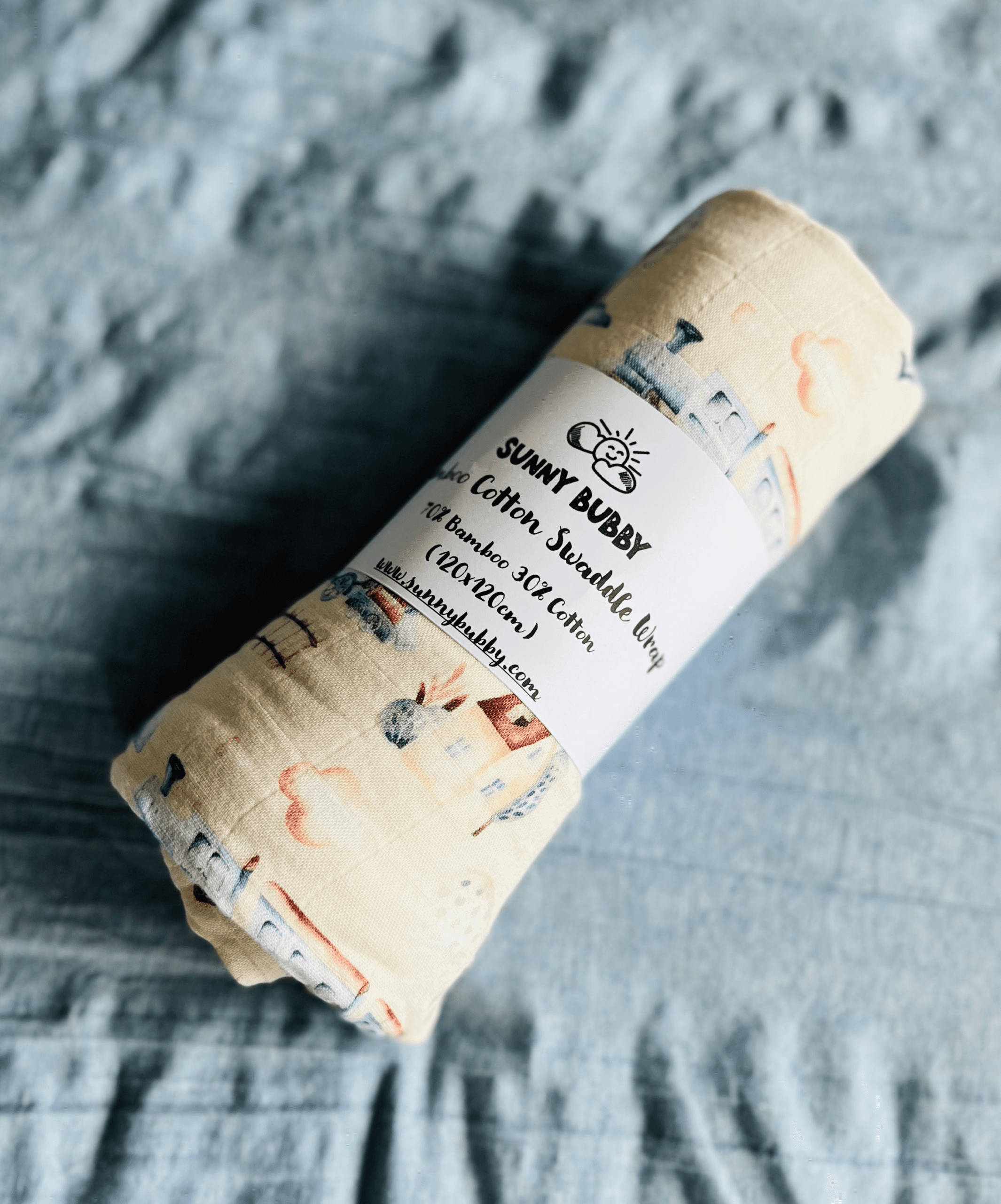 Train Town Bamboo Cotton Swaddle