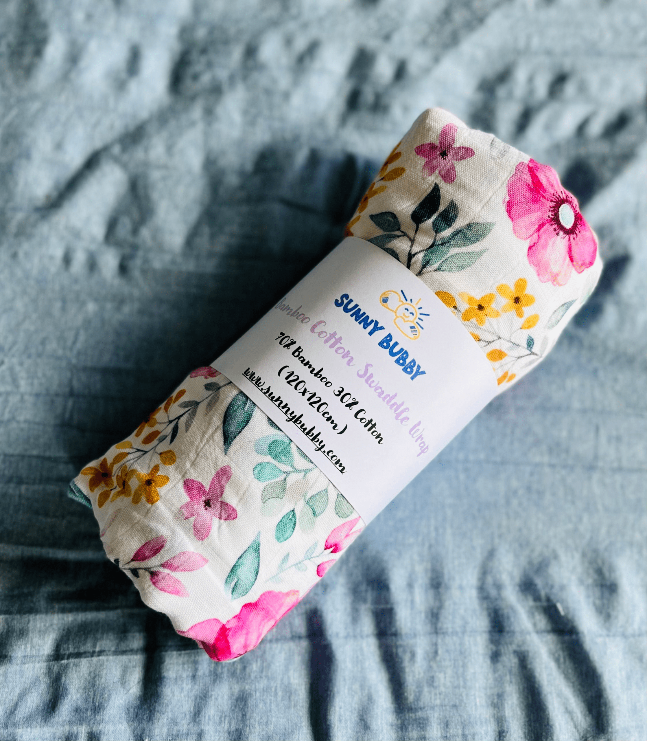 Pink Hibiscus Bamboo Cotton Swaddle