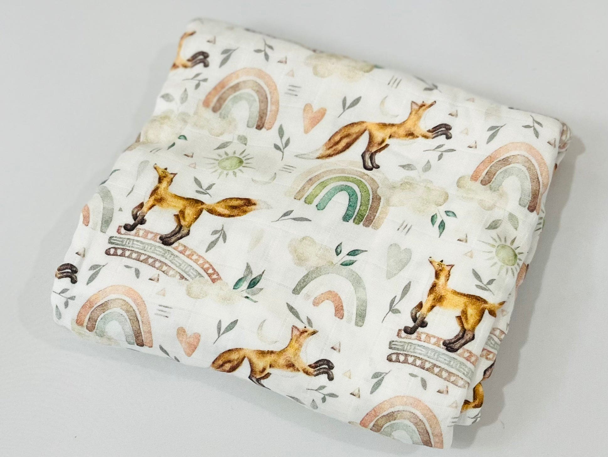 Foxy Rainbows Bamboo Cotton Swaddle - Image 3