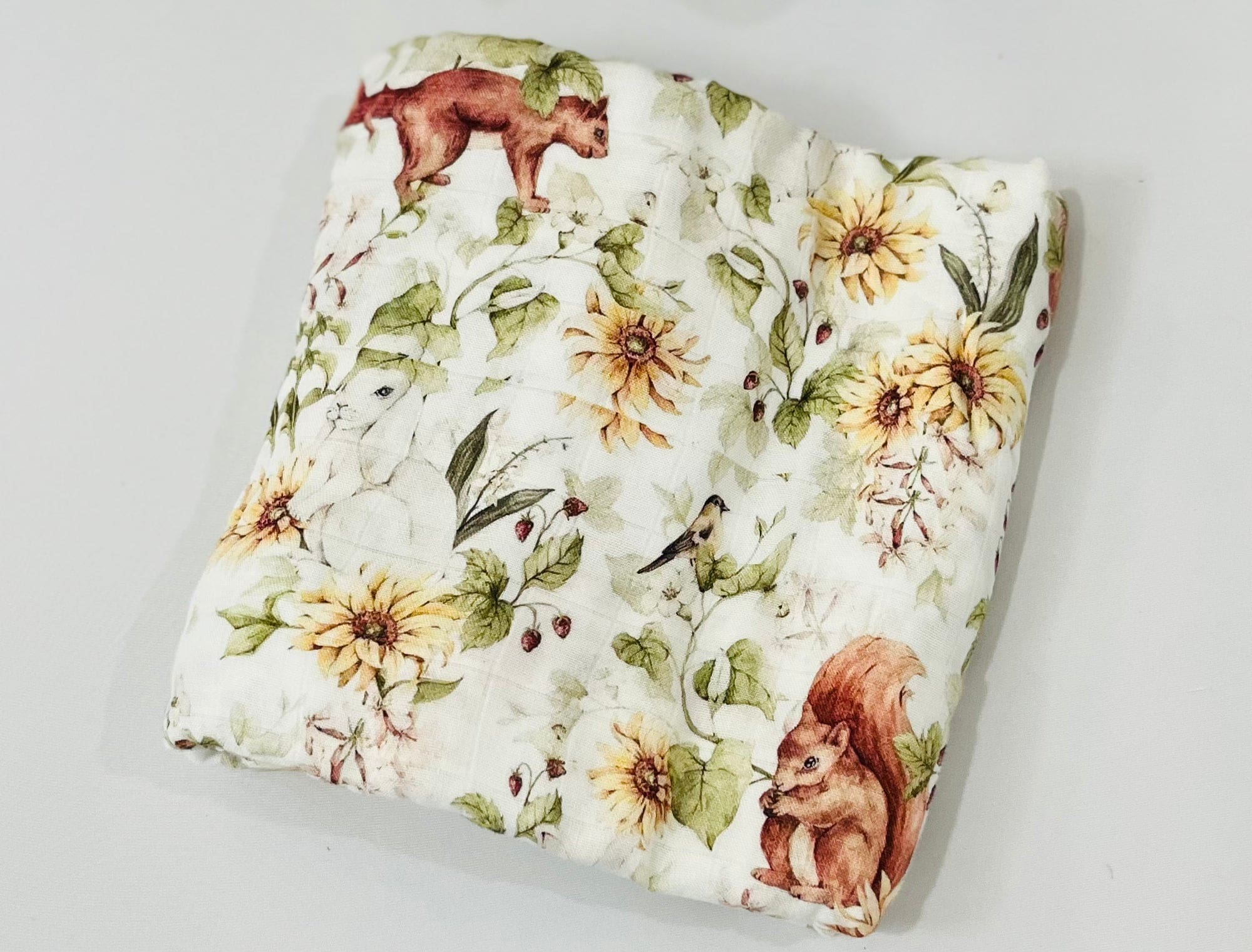 Squirrels Bamboo Cotton Swaddle - Image 3