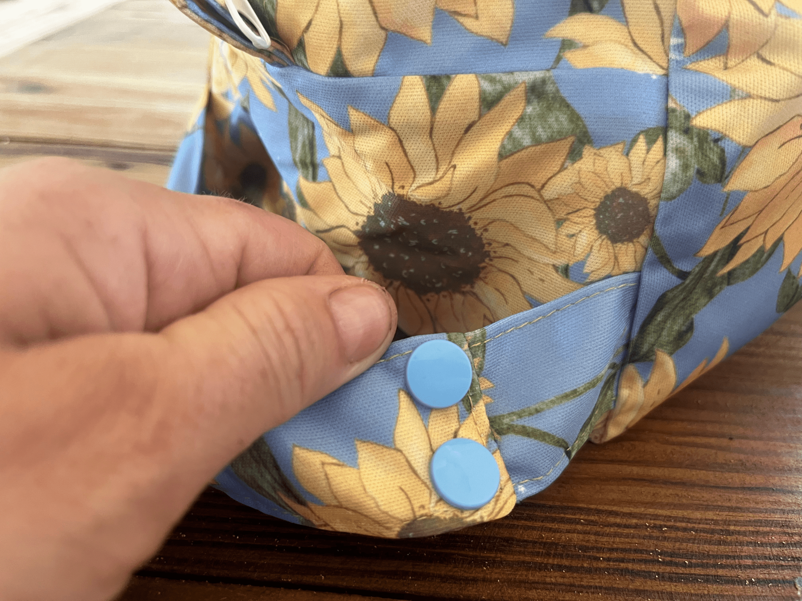 Blue Sunflowers Nappy Wet Bag POD with side zip - Image 6