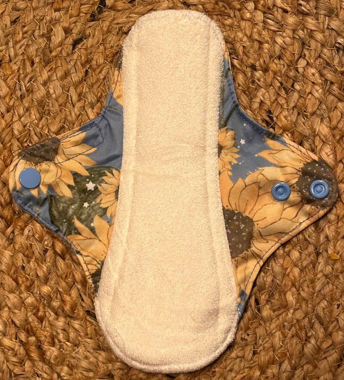 Blue Sunflowers Reusable Bamboo Cotton Cloth Pads - Image 4