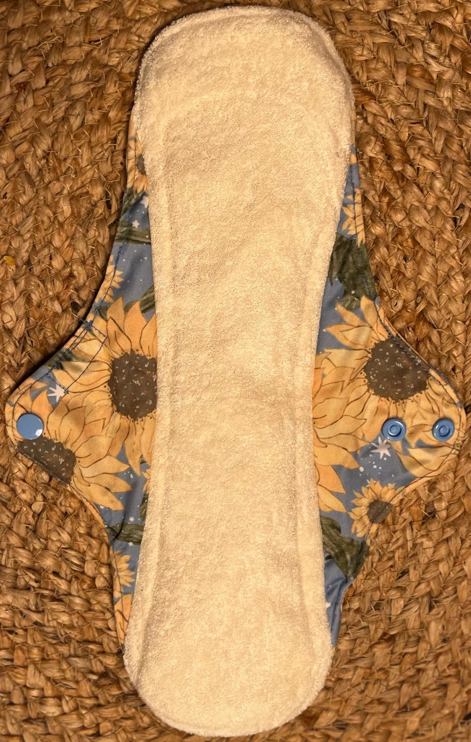 Blue Sunflowers Reusable Bamboo Cotton Cloth Pads - Image 6
