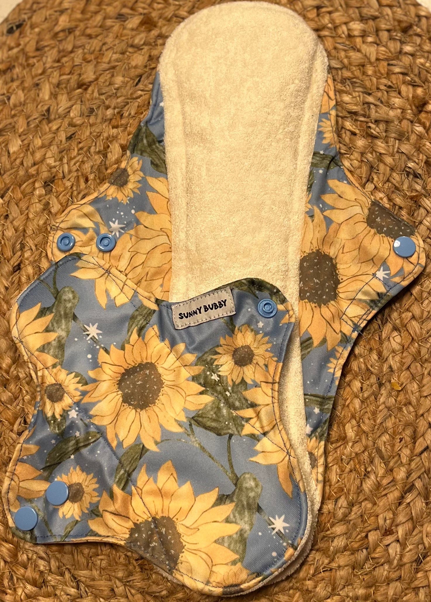 Blue Sunflowers Reusable Bamboo Cotton Cloth Pads